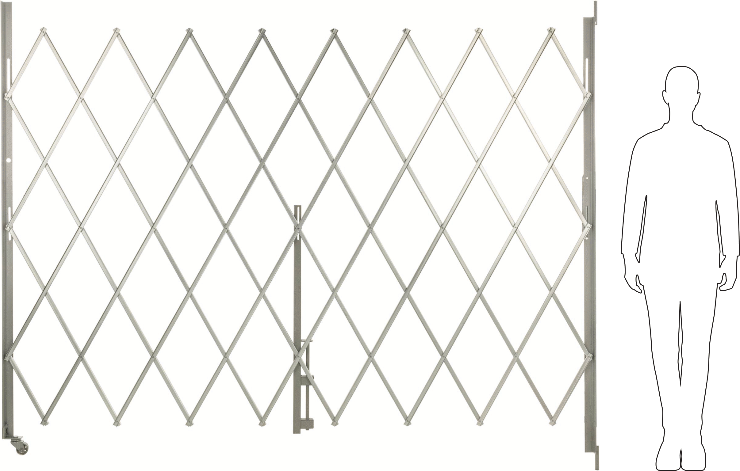 Katlanabilir Güvenlik Kapısı, 16 Gauge, 6-1/2'Katlanmış Yükseklik, 8'Maksimum Genişlik x 6' Genişletilmiş Yükseklik
