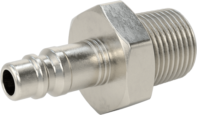 Hava için 303 Paslanmaz Çelik Endüstriyel Hızlı Ayrılabilir Hortum Bağlantısı, Plug, 1/4 Kaplin Boyutu, 3/8 NPTF Erkek Uç