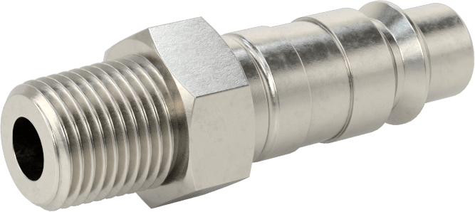 Hava için 303 Paslanmaz Çelik Endüstriyel Hızlı Ayrılabilir Hortum Bağlantısı, Plug, 1/4 Kaplin Boyutu, 1/8 NPTF Erkek