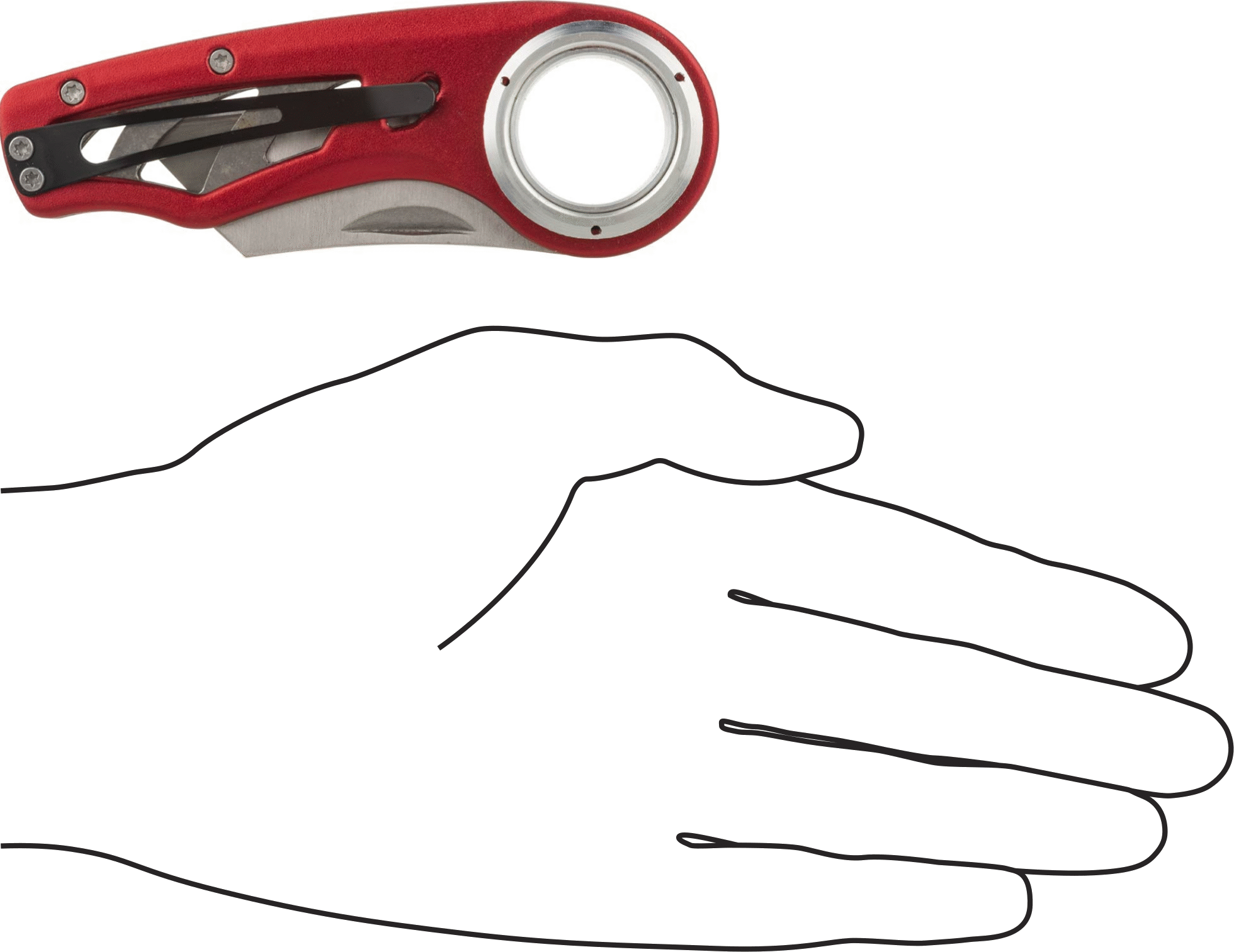Katlanabilir Maket Bıçağı, 2-3/8“ Uzunluk x 3/4” Genişlik x 0,024" Kalınlık Bıçak, Kırmızı Çelik Sap