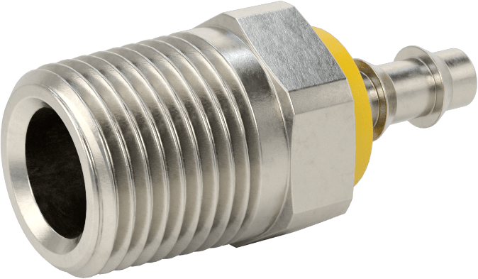 Hava ve Su için İtmeli Dikenli Hortum Bağlantısı, 316 Paslanmaz Çelik, Düz, 1/4" Hortum İç Çapı için, 1/2 NPT Erkek Boru