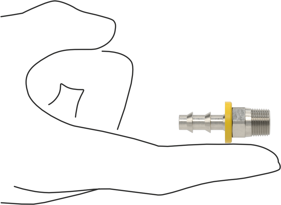 Hava ve Su için İtmeli Dikenli Hortum Bağlantısı, 303/304 Paslanmaz Çelik, Düz, 1/4" Hortum İç Çapı için, 1/8 NPT Erkek
