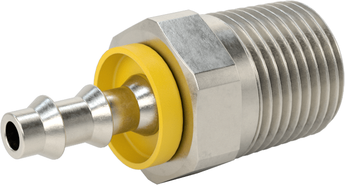 Hava ve Su için İtmeli Dikenli Hortum Bağlantısı, 303/304 Paslanmaz Çelik, Düz, 1/4" Hortum İç Çapı için, 1/2 NPT Erkek