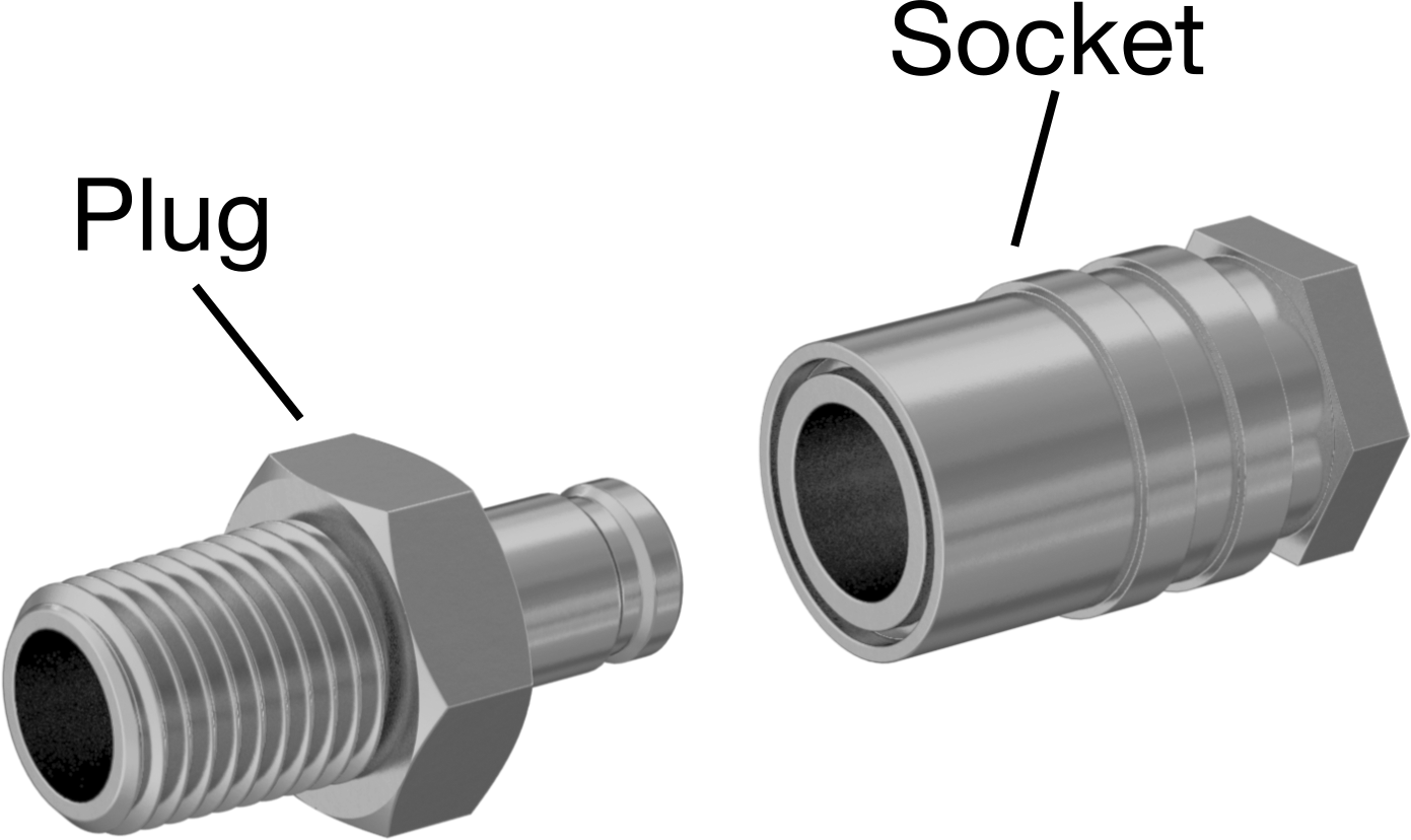 Soğutma Suyu için Hızlı Bağlantı Kesme Hortum Bağlantısı, Düz Plug, 1/4 Kaplin Boyutu, 3/8 NPTF Erkek