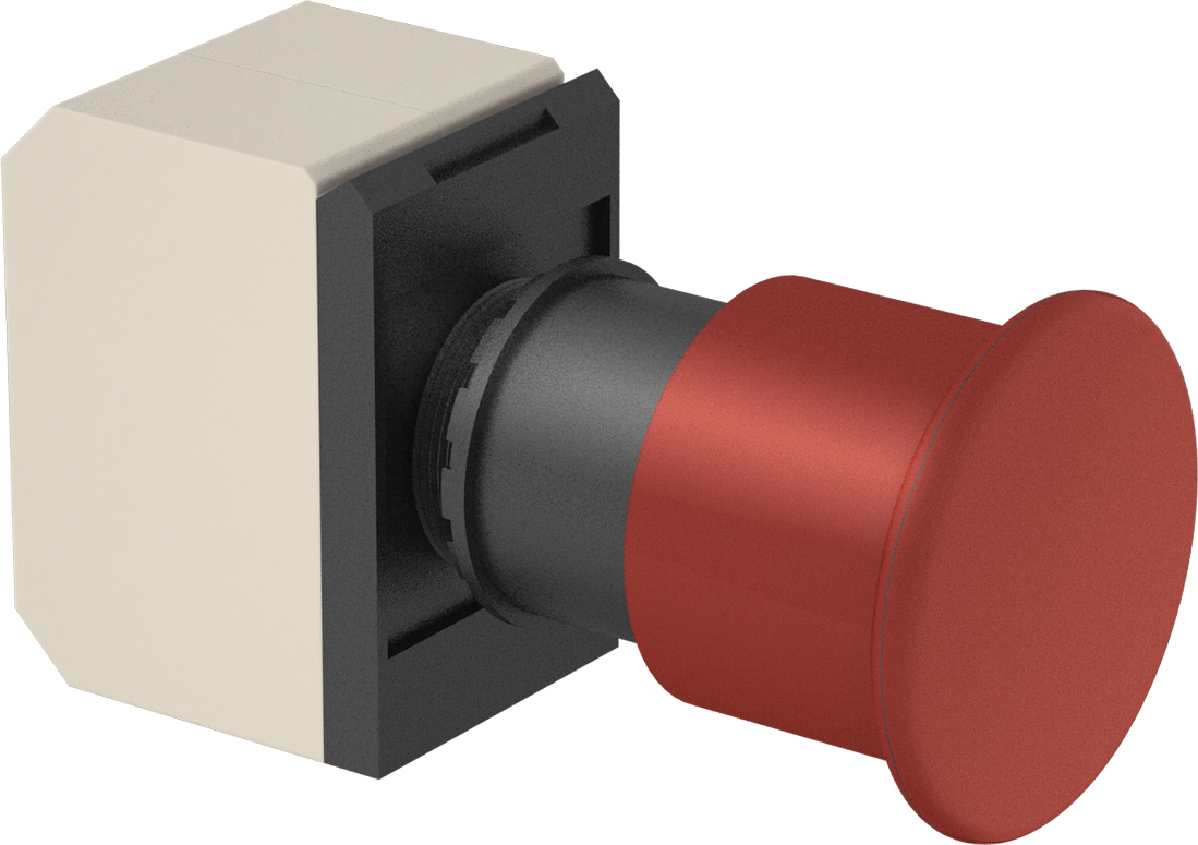 Acil Durdurma Paneli Montajlı Basmalı Düğme Anahtarı, 22 mm Panel Çapı, Çekme Sıfırlama, 2 Devre, 1-9/16" Çap