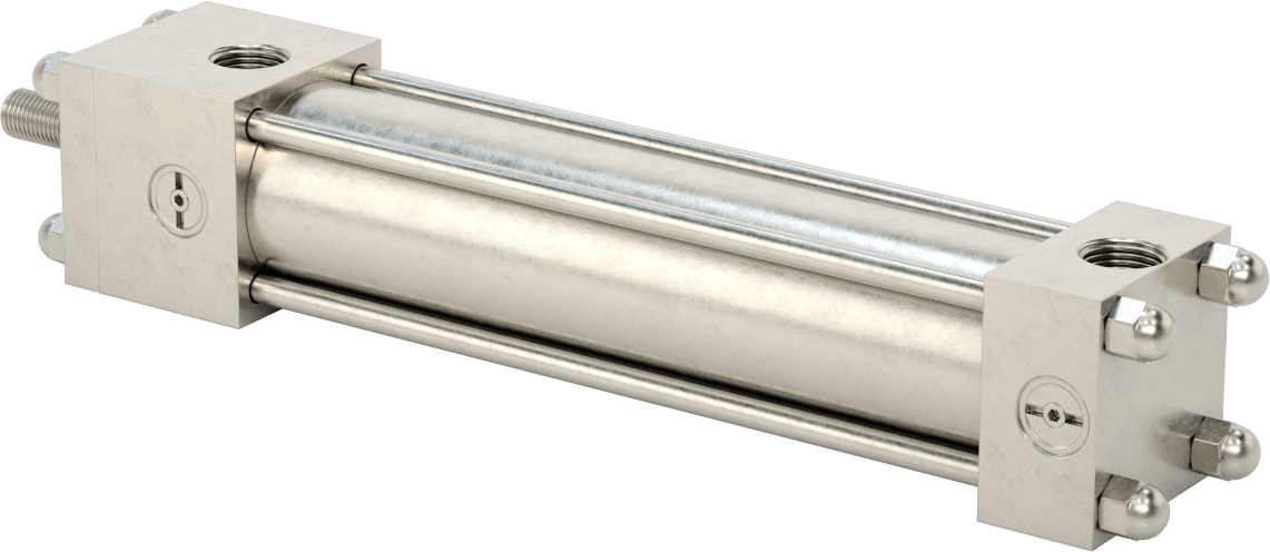 Yıkanabilir NFPA Bağlantı Çubuğu Hava Silindiri, Yastıklı, Sensör Hazır, 1-1/2" Delik Çapı, 6" Strok Uzunluğu