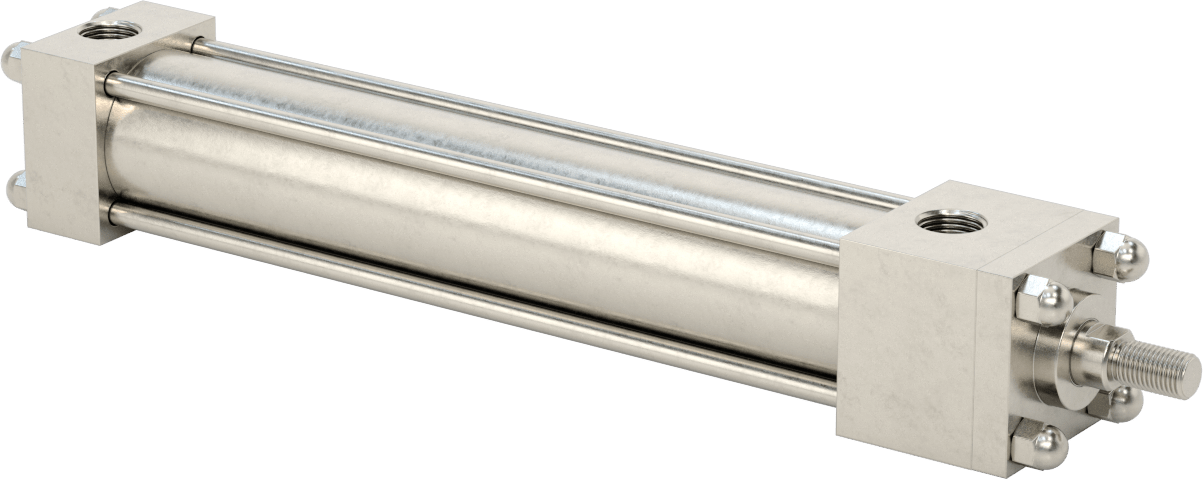 Yıkanabilir NFPA Bağlantı Çubuğu Hava Silindiri, Yastıklı, Sensör Hazır, 1-1/2" Delik Çapı, 8" Strok Uzunluğu