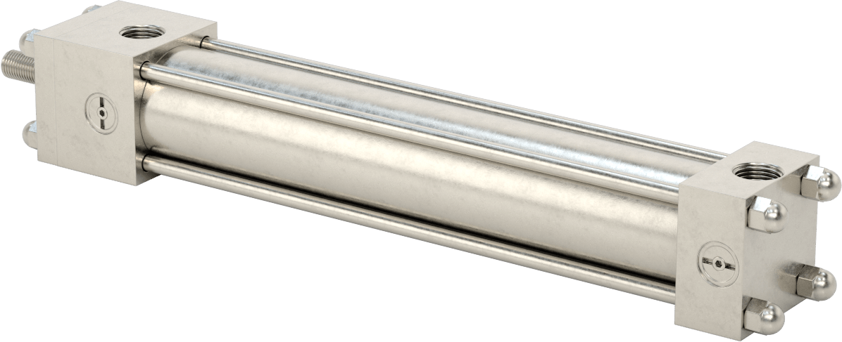 Yıkanabilir NFPA Bağlantı Çubuğu Hava Silindiri, Yastıklı, Sensör Hazır, 1-1/2" Delik Çapı, 8" Strok Uzunluğu