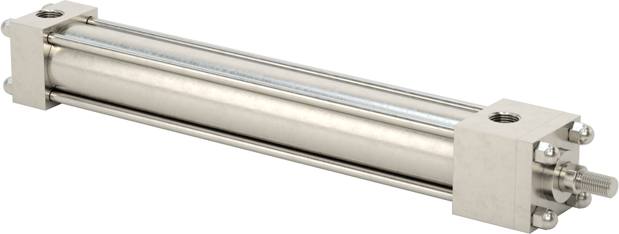 Yıkanabilir NFPA Bağlantı Çubuğu Hava Silindiri, Yastıklı, Sensör Hazır, 1-1/2" Delik Çapı, 10" Strok Uzunluğu