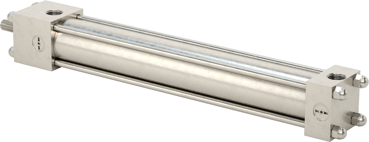 Yıkanabilir NFPA Bağlantı Çubuğu Hava Silindiri, Yastıklı, Sensör Hazır, 1-1/2" Delik Çapı, 10" Strok Uzunluğu