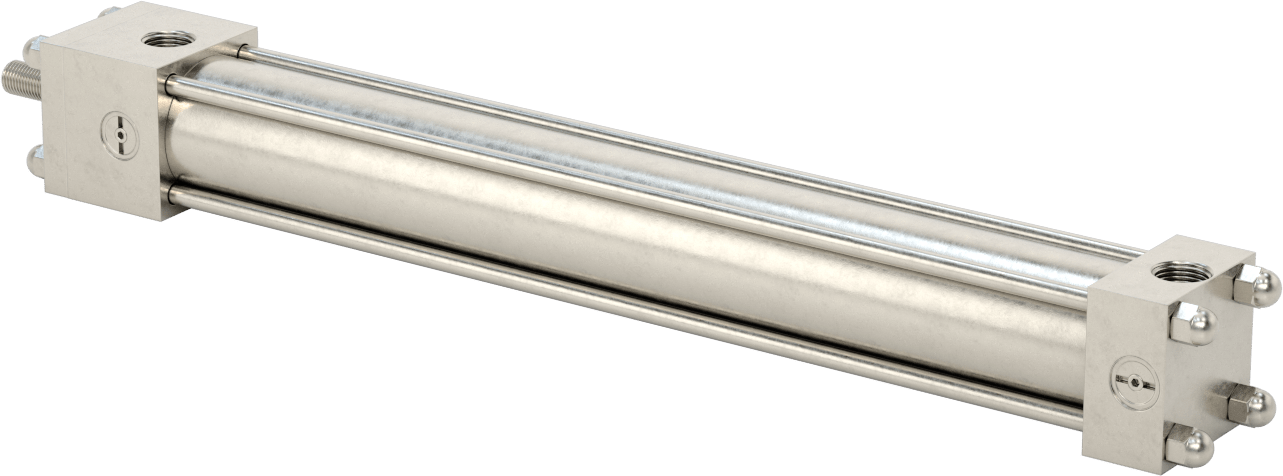 Yıkanabilir NFPA Bağlantı Çubuğu Hava Silindiri, Yastıklı, Sensör Hazır, 1-1/2" Delik Çapı, 12" Strok Uzunluğu