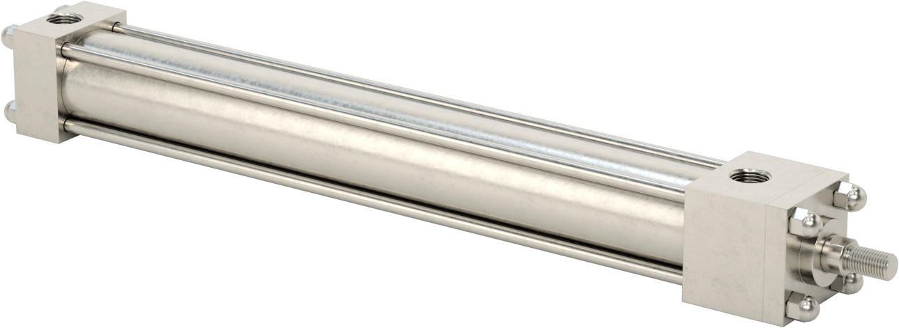Yıkanabilir NFPA Bağlantı Çubuğu Hava Silindiri, Yastıklı, Sensör Hazır, 1-1/2" Delik Çapı, 12" Strok Uzunluğu