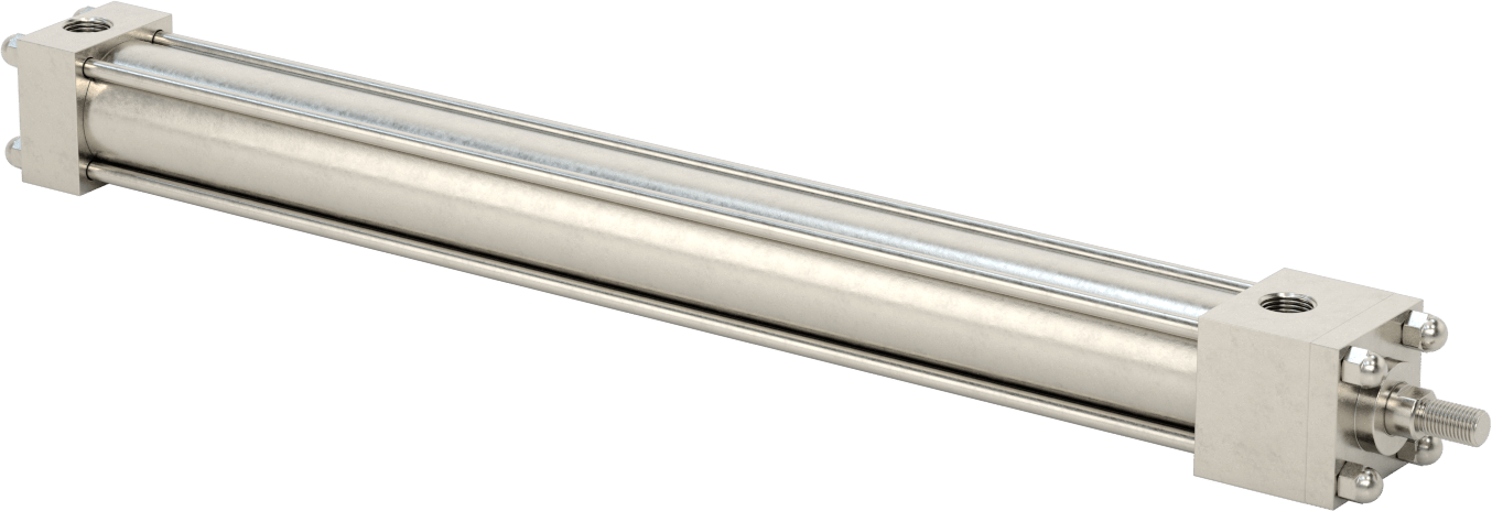 Yıkanabilir NFPA Bağlantı Çubuğu Hava Silindiri, Yastıklı, Sensör Hazır, 1-1/2" Delik Çapı, 16 inç Strok Uzunluğu