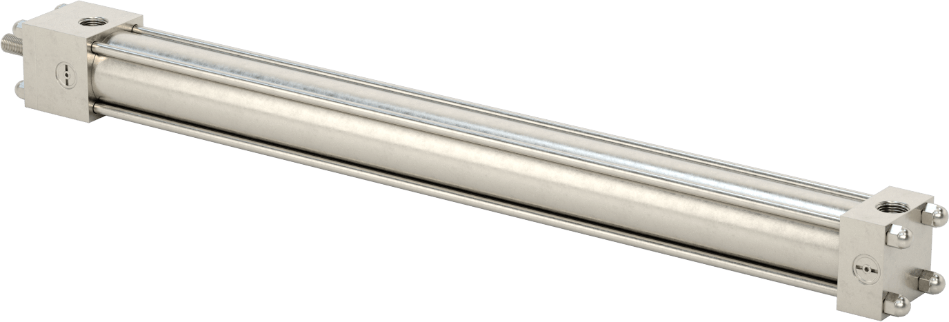 Yıkanabilir NFPA Bağlantı Çubuğu Hava Silindiri, Yastıklı, Sensör Hazır, 1-1/2" Delik Çapı, 18" Strok Uzunluğu