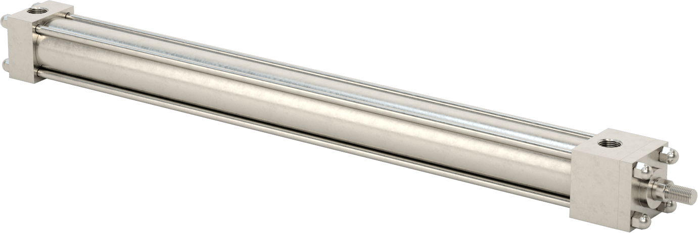 Yıkanabilir NFPA Bağlantı Çubuğu Hava Silindiri, Yastıklı, Sensör Hazır, 1-1/2" Delik Çapı, 18" Strok Uzunluğu