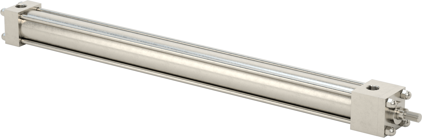 Yıkanabilir NFPA Bağlantı Çubuğu Hava Silindiri, Yastıklı, Sensör Hazır, 1-1/2" Delik Çapı, 20" Strok Uzunluğu