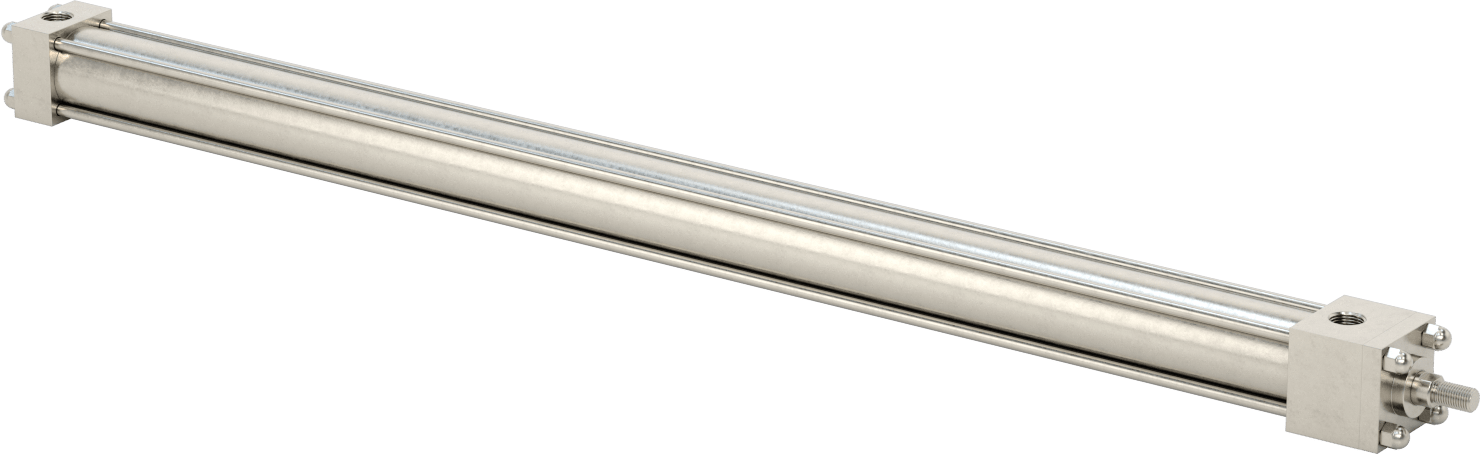 Yıkanabilir NFPA Bağlantı Çubuğu Hava Silindiri, Yastıklı, Sensör Hazır, 1-1/2" Delik Çapı, 28" Strok Uzunluğu