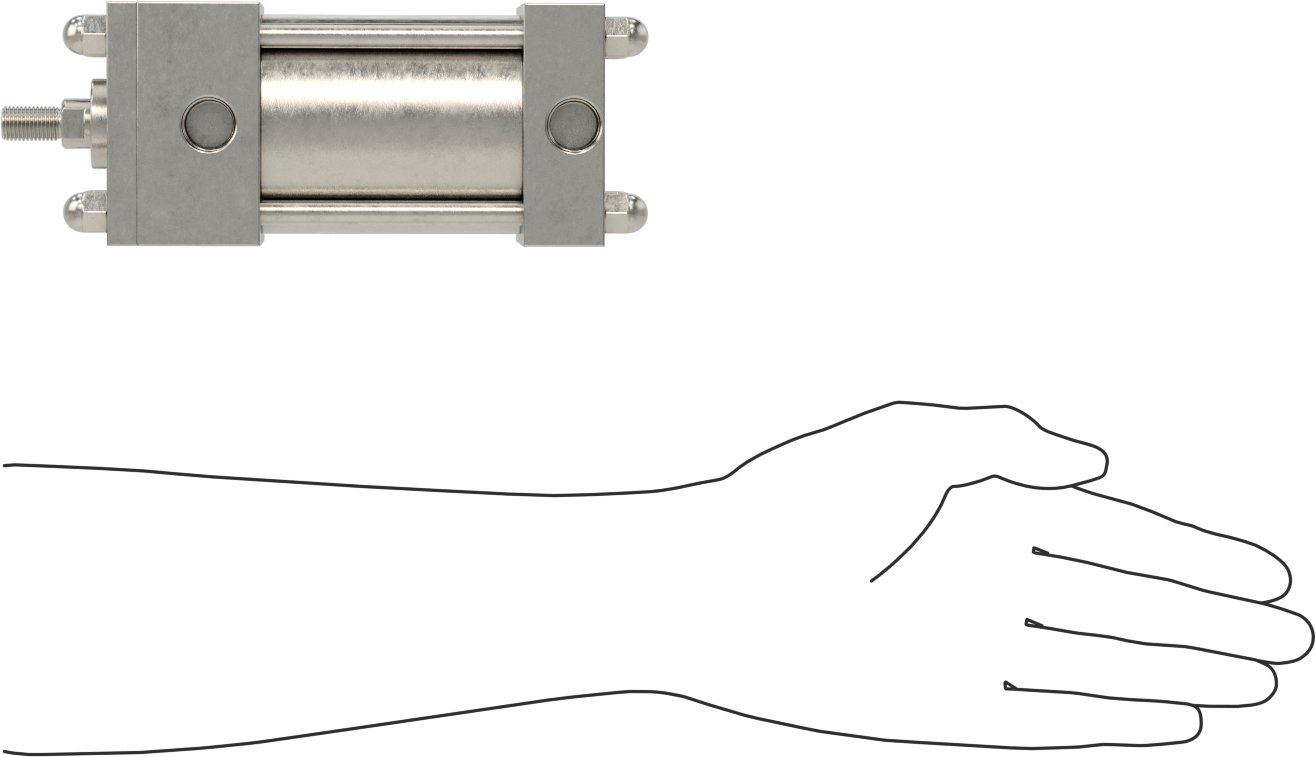 Yıkanabilir NFPA Bağlantı Çubuğu Hava Silindiri, Yastıklı, Sensör Hazır, 2-1/2" Delik Boyutu, 2" Strok Uzunluğu
