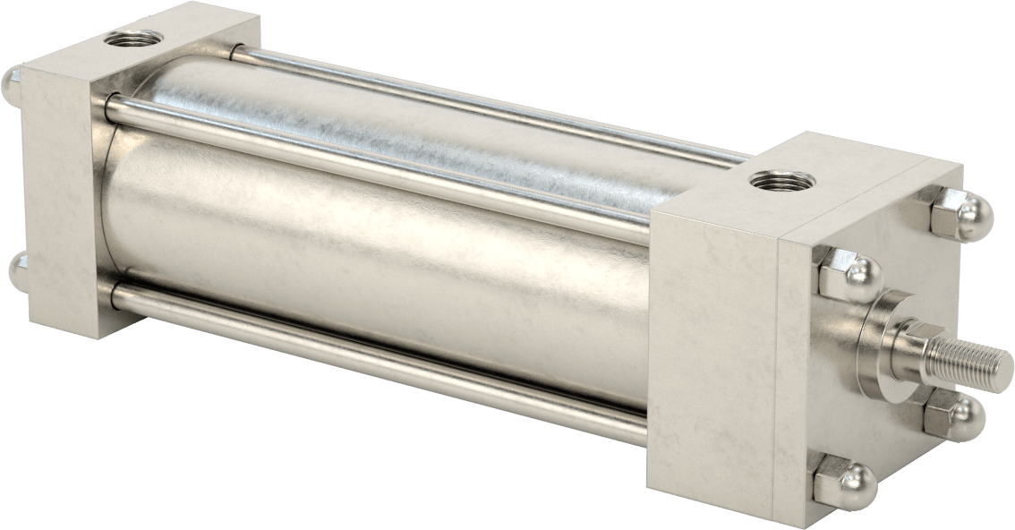 Yıkanabilir NFPA Bağlantı Çubuğu Hava Silindiri, Yastıklı, Sensör Hazır, 2-1/2" Delik Boyutu, 6" Strok Uzunluğu