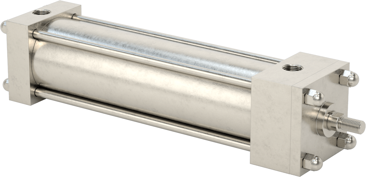 Yıkanabilir NFPA Bağlantı Çubuğu Hava Silindiri, Yastıklı, Sensör Hazır, 2-1/2" Delik Boyutu, 8" Strok Uzunluğu