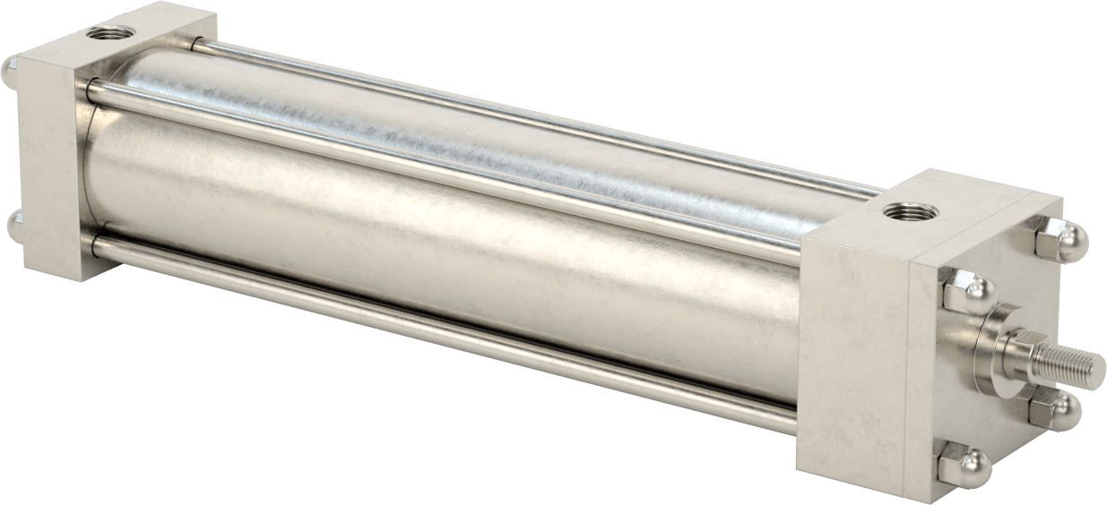 Yıkanabilir NFPA Bağlantı Çubuğu Hava Silindiri, Yastıklı, Sensör Hazır, 2-1/2" Delik Boyutu, 10" Strok Uzunluğu