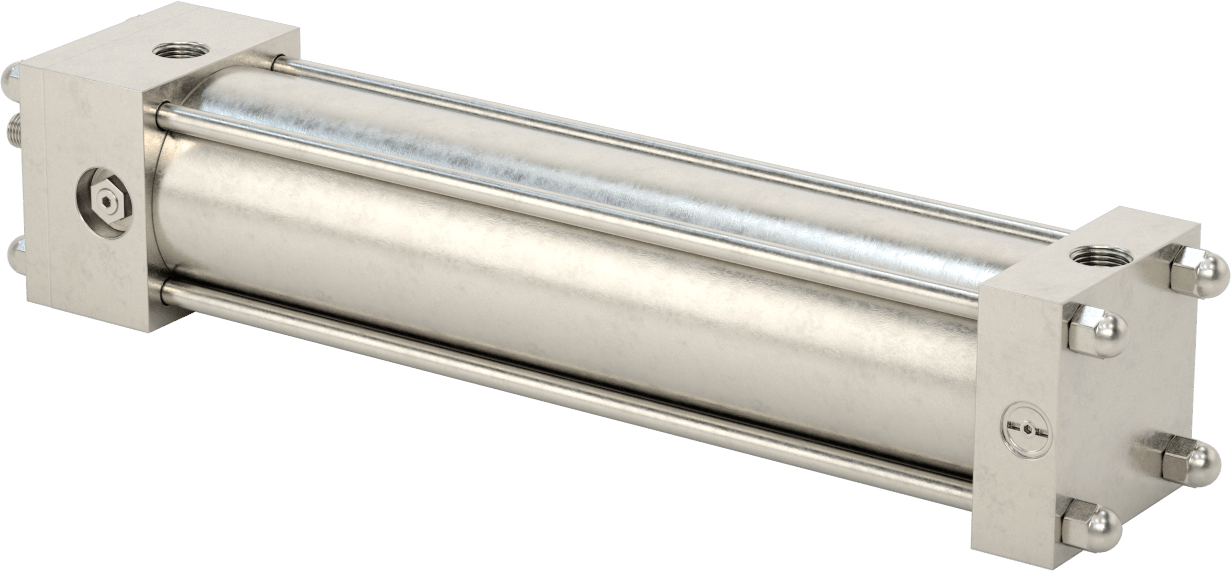 Yıkanabilir NFPA Bağlantı Çubuğu Hava Silindiri, Yastıklı, Sensör Hazır, 2-1/2" Delik Boyutu, 10" Strok Uzunluğu