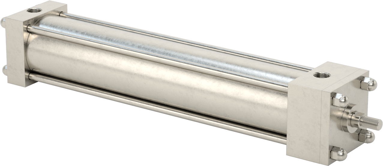 Yıkanabilir NFPA Bağlantı Çubuğu Hava Silindiri, Yastıklı, Sensör Hazır, 2-1/2" Delik Boyutu, 12" Strok Uzunluğu