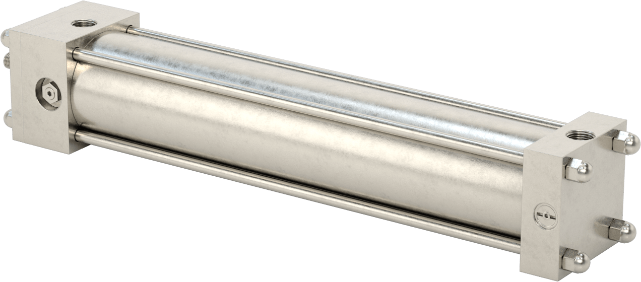 Yıkanabilir NFPA Bağlantı Çubuğu Hava Silindiri, Yastıklı, Sensör Hazır, 2-1/2" Delik Boyutu, 12" Strok Uzunluğu