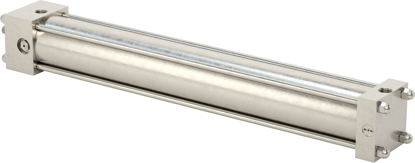 Yıkanabilir NFPA Bağlantı Çubuğu Hava Silindiri, Yastıklı, Sensör Hazır, 2-1/2" Delik Boyutu, 18" Strok Uzunluğu