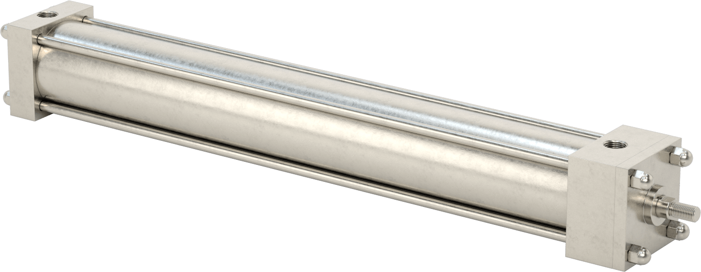 Yıkanabilir NFPA Bağlantı Çubuğu Hava Silindiri, Yastıklı, Sensör Hazır, 2-1/2" Delik Boyutu, 18" Strok Uzunluğu