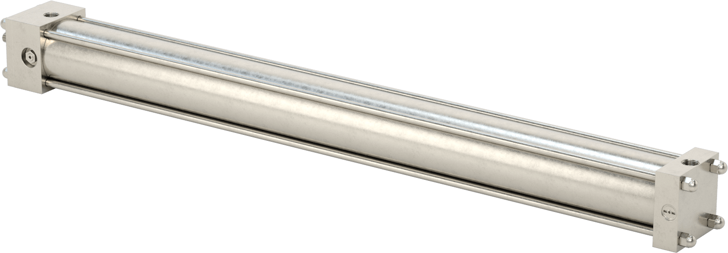 Yıkanabilir NFPA Bağlantı Çubuğu Hava Silindiri, Yastıklı, Sensör Hazır, 2-1/2" Delik Boyutu, 28" Strok Uzunluğu