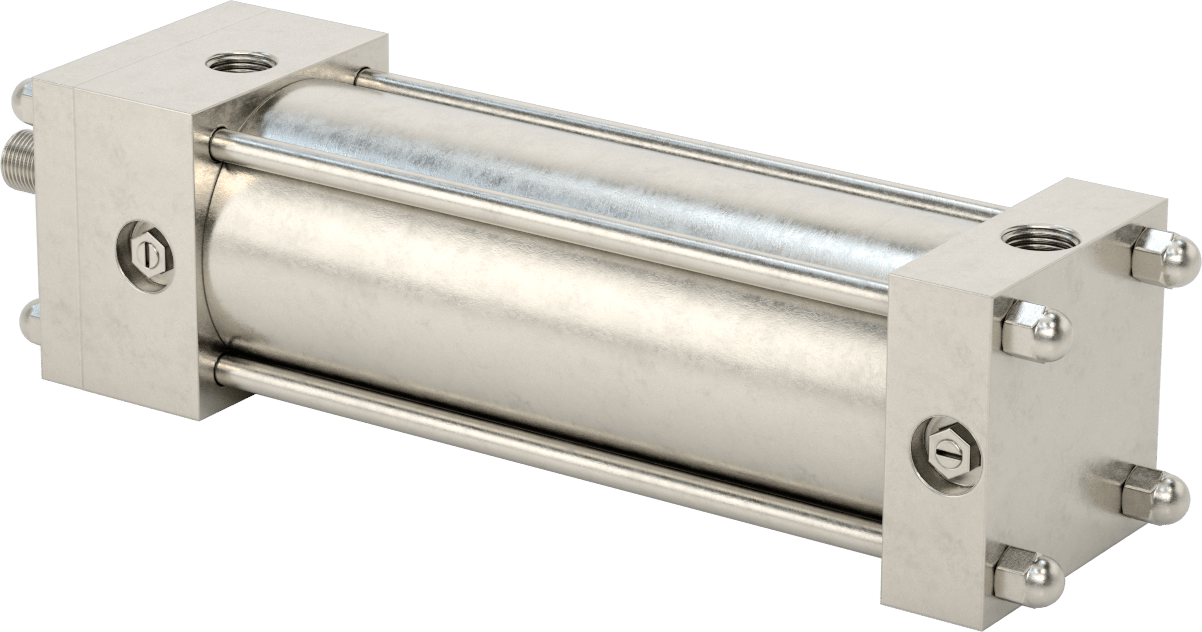 Yıkanabilir NFPA Bağlantı Çubuğu Hava Silindiri, Yastıklı, Sensör Hazır, 3-1/4" Delik Boyutu, 8" Strok Uzunluğu