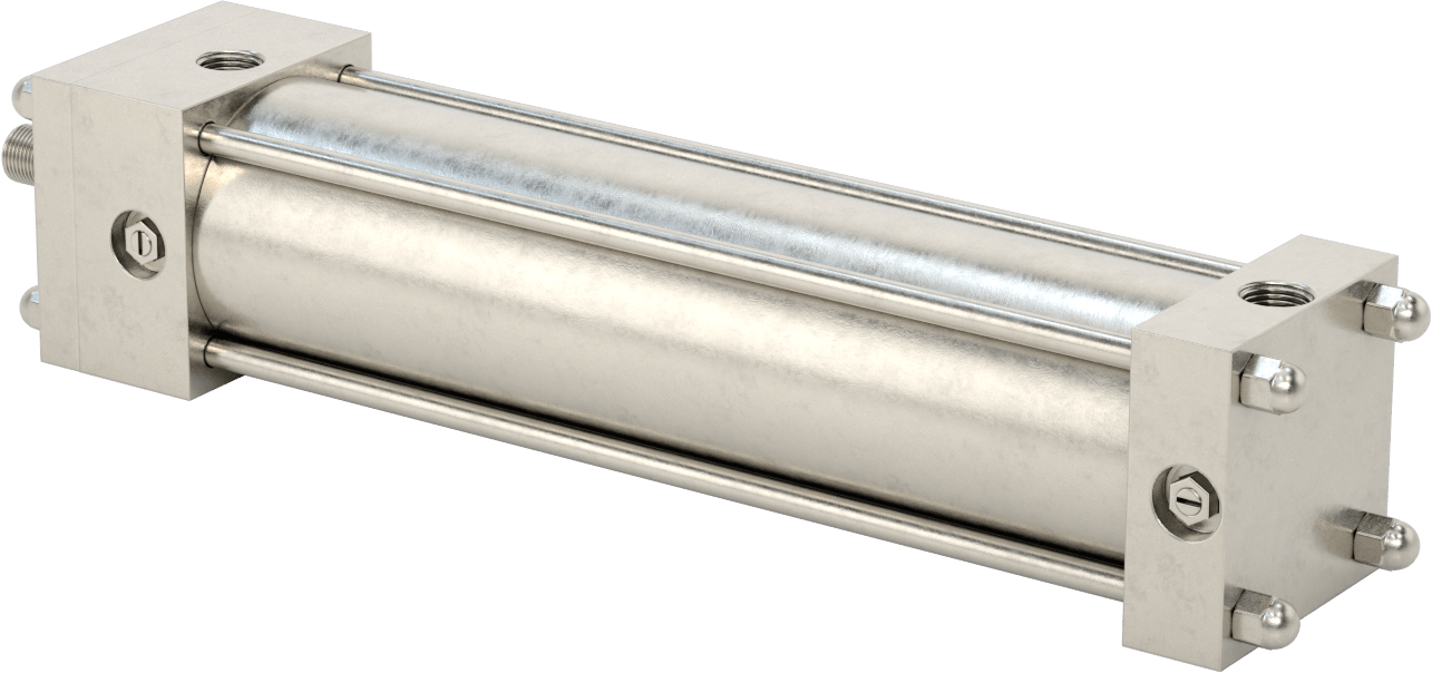 Yıkanabilir NFPA Bağlantı Çubuğu Hava Silindiri, Yastıklı, Sensör Hazır, 3-1/4" Delik Boyutu, 12" Strok Uzunluğu