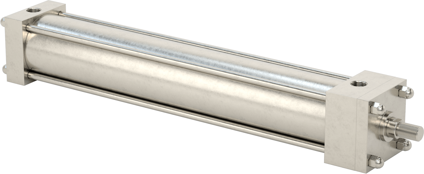 Yıkanabilir NFPA Bağlantı Çubuğu Hava Silindiri, Yastıklı, Sensör Hazır, 3-1/4" Delik Boyutu, 18" Strok Uzunluğu