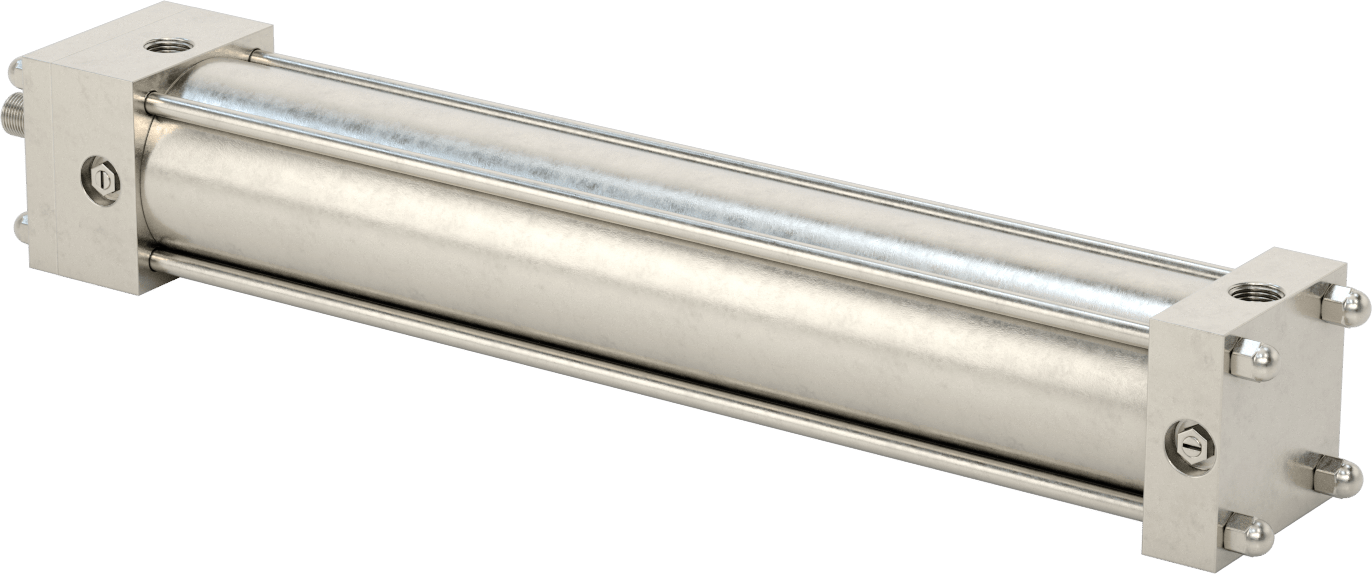 Yıkanabilir NFPA Bağlantı Çubuğu Hava Silindiri, Yastıklı, Sensör Hazır, 3-1/4" Delik Boyutu, 18" Strok Uzunluğu