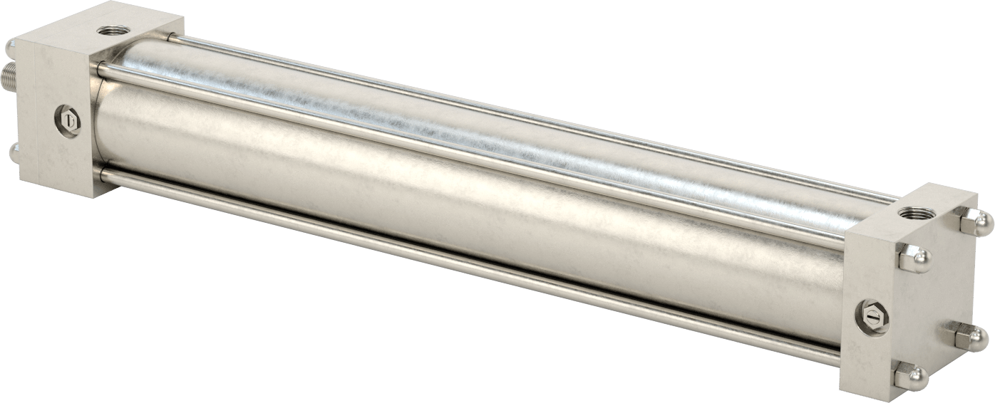 Yıkanabilir NFPA Bağlantı Çubuğu Hava Silindiri, Yastıklı, Sensör Hazır, 3-1/4" Delik Boyutu, 20" Strok Uzunluğu