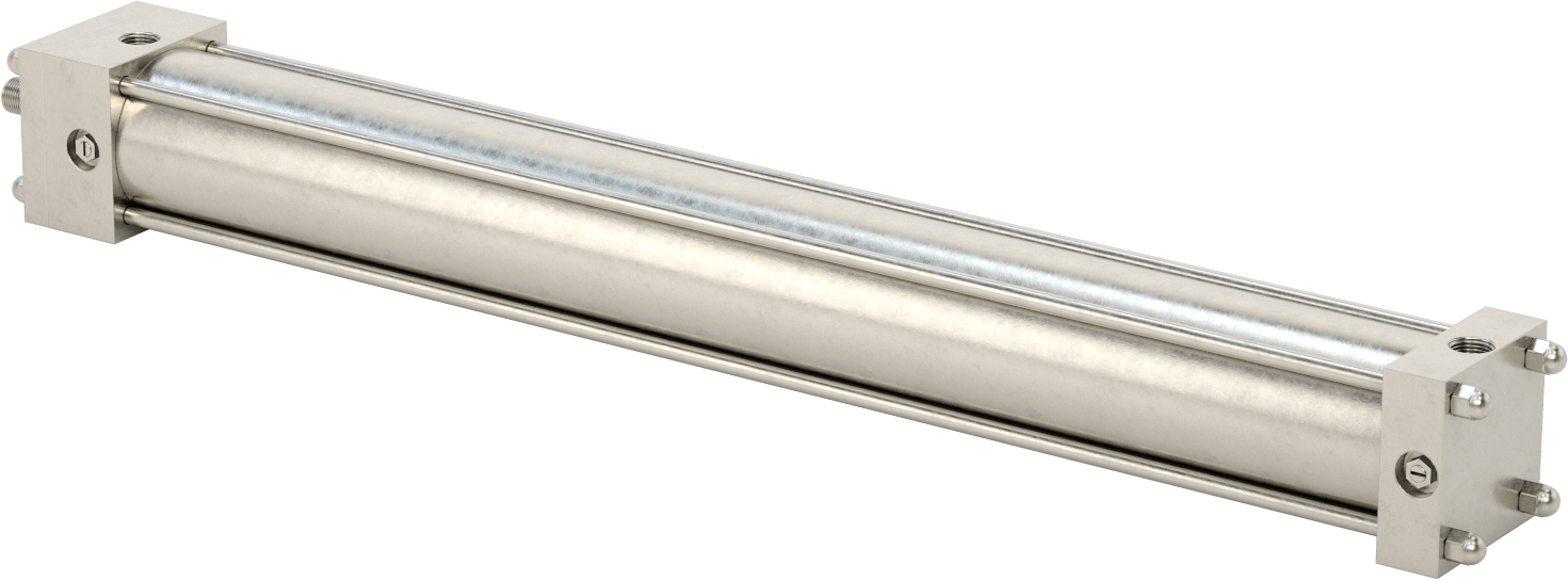 Yıkanabilir NFPA Bağlantı Çubuğu Hava Silindiri, Yastıklı, Sensör Hazır, 3-1/4" Delik Boyutu, 28" Strok Uzunluğu