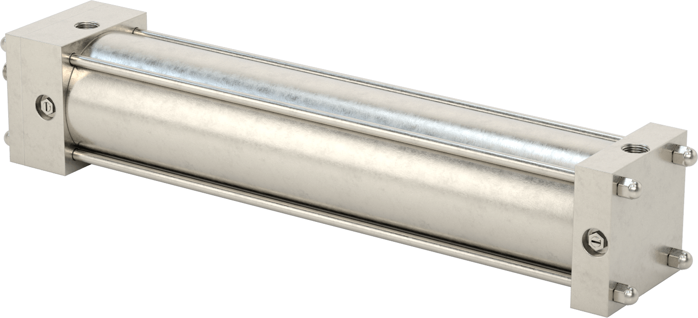 Yıkanabilir NFPA Bağlantı Çubuğu Hava Silindiri, Yastıklı, Sensör Hazır, 4" Delik Çapı, 18" Strok Uzunluğu