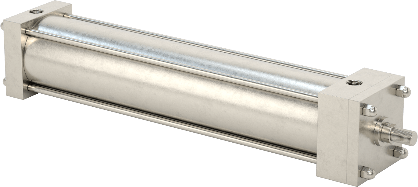 Yıkanabilir NFPA Bağlantı Çubuğu Hava Silindiri, Yastıklı, Sensör Hazır, 4" Delik Çapı, 18" Strok Uzunluğu