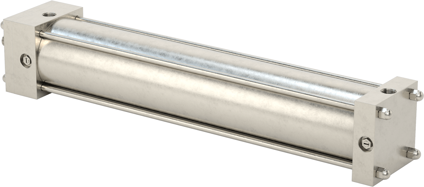 Yıkanabilir NFPA Bağlantı Çubuğu Hava Silindiri, Yastıklı, Sensör Hazır, 4" Delik Çapı, 20" Strok Uzunluğu