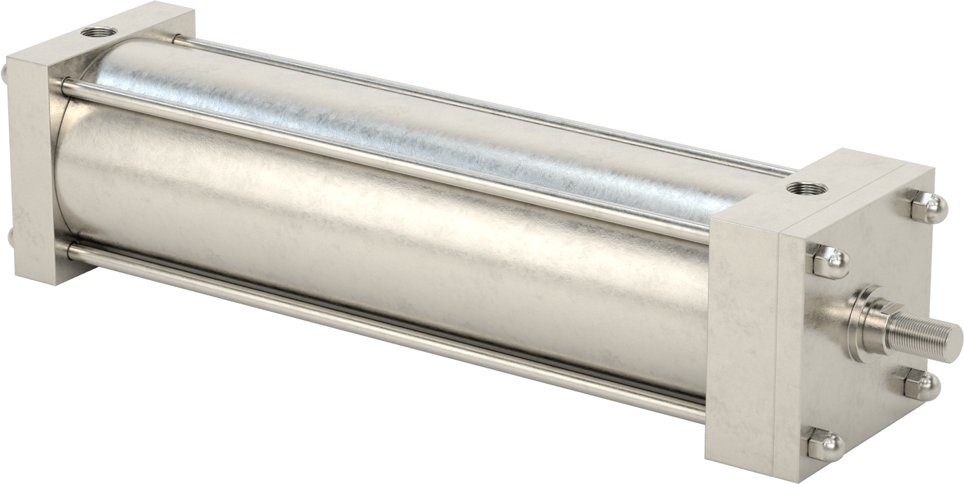 Yıkanabilir NFPA Bağlantı Çubuğu Hava Silindiri, Yastıklı, Sensör Hazır, 6" Delik Çapı, 20" Strok Uzunluğu