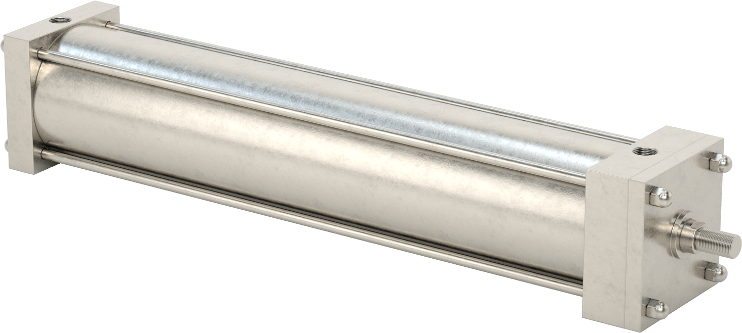 Yıkanabilir NFPA Bağlantı Çubuğu Hava Silindiri, Yastıklı, Sensör Hazır, 6" Delik Çapı, 28" Strok Uzunluğu