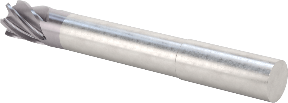 Hızlı Kesim Karbür Yuvarlak Kenarlı Kare Uçlu Freze, 6 Yiv, 0,712“ Çap x 3-1/8” Uzun Boyun, 0,06" Köşe Kesimi