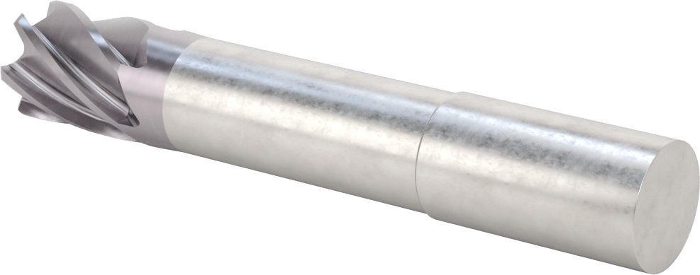 Hızlı Kesim Karbür Yuvarlak Kenarlı Kare Uçlu Freze, 6 Yiv, 0,95“ Çap x 2-7/8” Uzun Boyun, 0,09 inç Köşe Kesimi