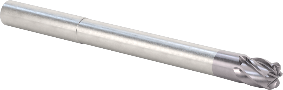 Hızlı Kesim Karbür Yuvarlak Kenarlı Kare Uçlu Freze, 6 Yivli, 0,475“ Çap x 3-1/2” Uzun Boyun, 0,125" Köşe Kesimi