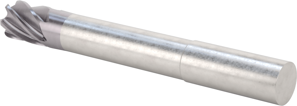 Hızlı Kesim Karbür Yuvarlak Kenarlı Kare Uçlu Freze, 6 Yivli, 0,712“ Çap x 3-1/8” Uzun Boyun, 0,125" Köşe Kesimi