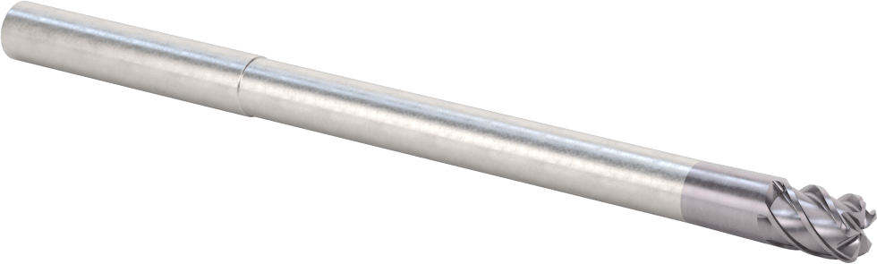Hızlı Kesim Karbür Yuvarlak Kenarlı Kare Uçlu Freze, Uzun Uçlu, 5 Oluk, 3/8" Freze Çapı, 0,06" Köşe Yarıçapı