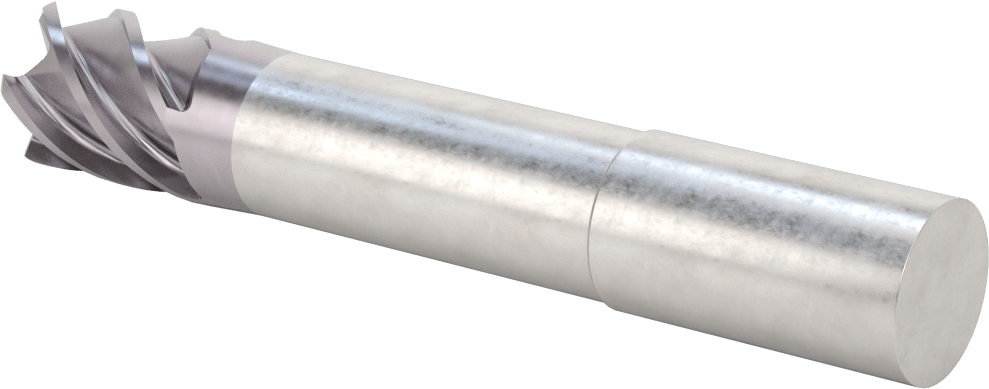 Hızlı Kesim Karbür Yuvarlak Kenarlı Kare Uçlu Freze, 5 Oluk, 0,95“ Çap x 2-7/8” Uzun Boyun, 0,06" Köşe Kesimi