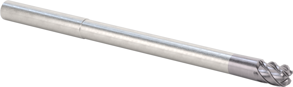 Hızlı Kesim Karbür Yuvarlak Kenarlı Kare Uçlu Freze, Uzun Uçlu, 5 Oluk, 3/8" Freze Çapı, 0,09" Köşe Yarıçapı