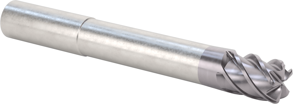 Hızlı Kesim Karbür Yuvarlak Kenarlı Kare Uçlu Freze, 5 Oluk, 0,712“ Çap x 3-1/8” Uzun Boyun, 0,09 inç Köşe Kesimi